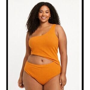 NWT Old Navy XXL Tall Textured One-Shoulder Side-Cutout One-Piece Swimsuit orang